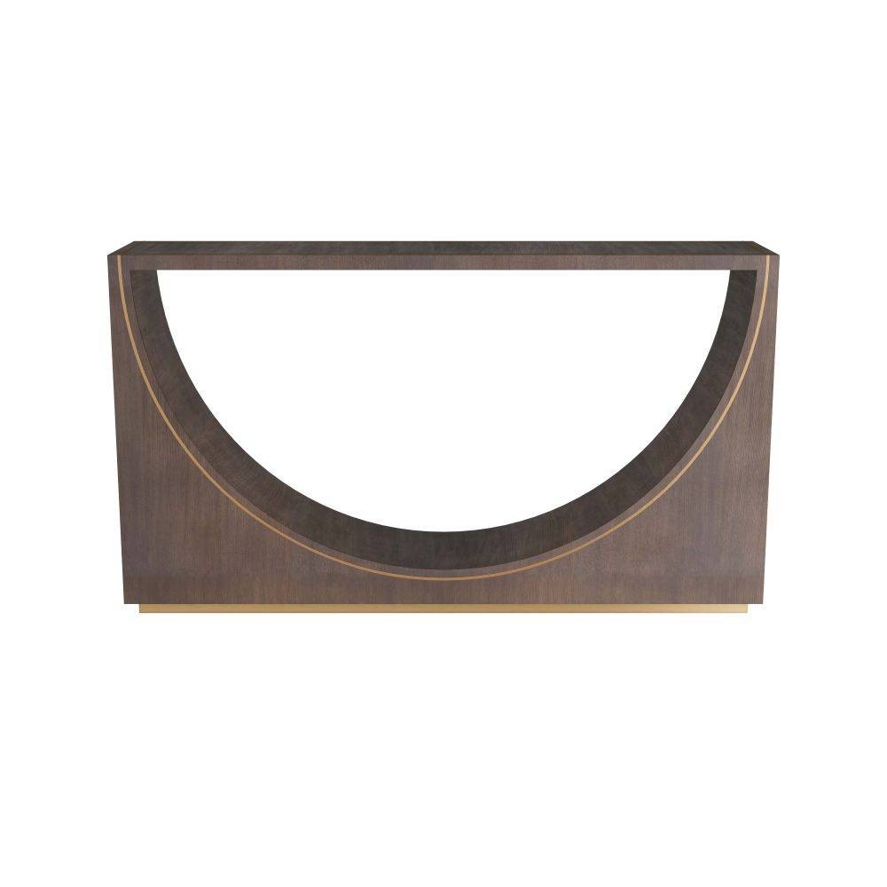 Tatton Console in Umber Oak Veneer/Antique Brass