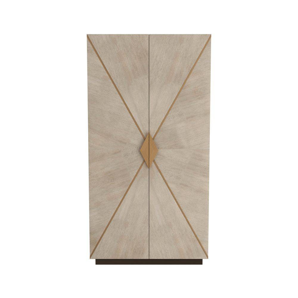 Tidwell Cabinet in Smoke Oak Veneer/Antique Brass