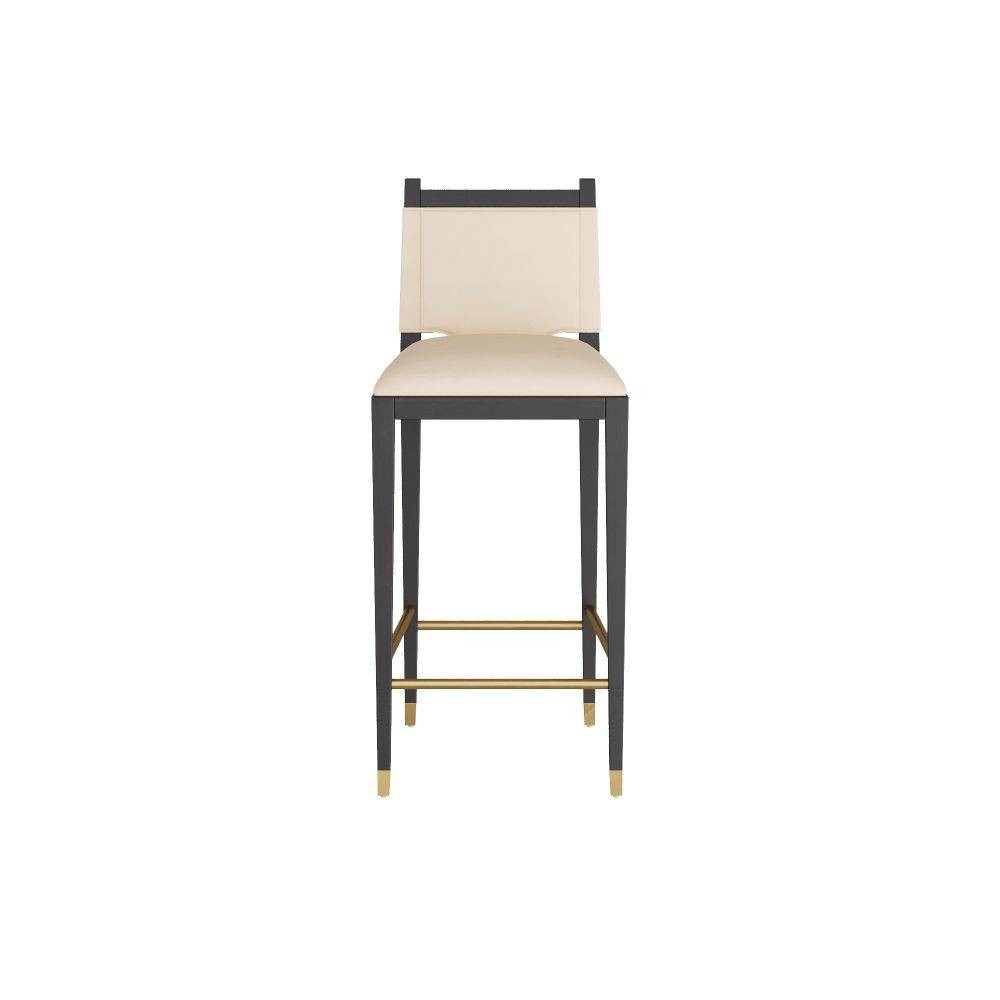 Burdock Bar Stool in Ivory Leather