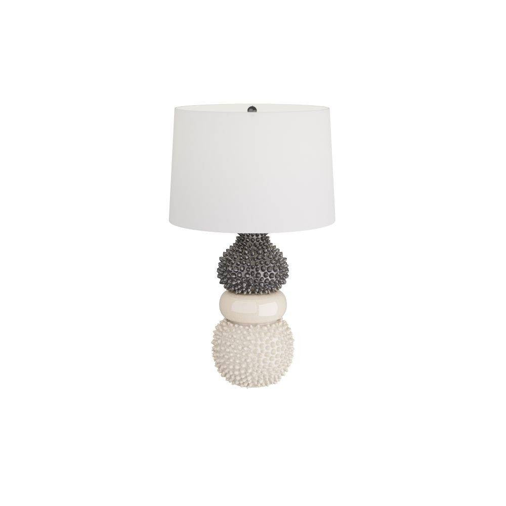 Lampe de table Basilio en céramique ivoire craquelée.