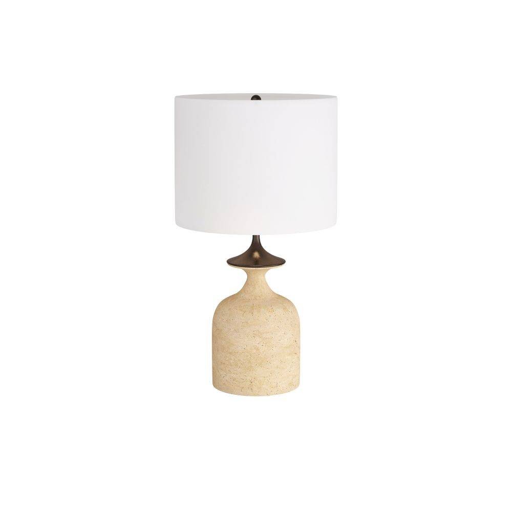 Lampe de table Bridgeport couleur sable, imitation travertin