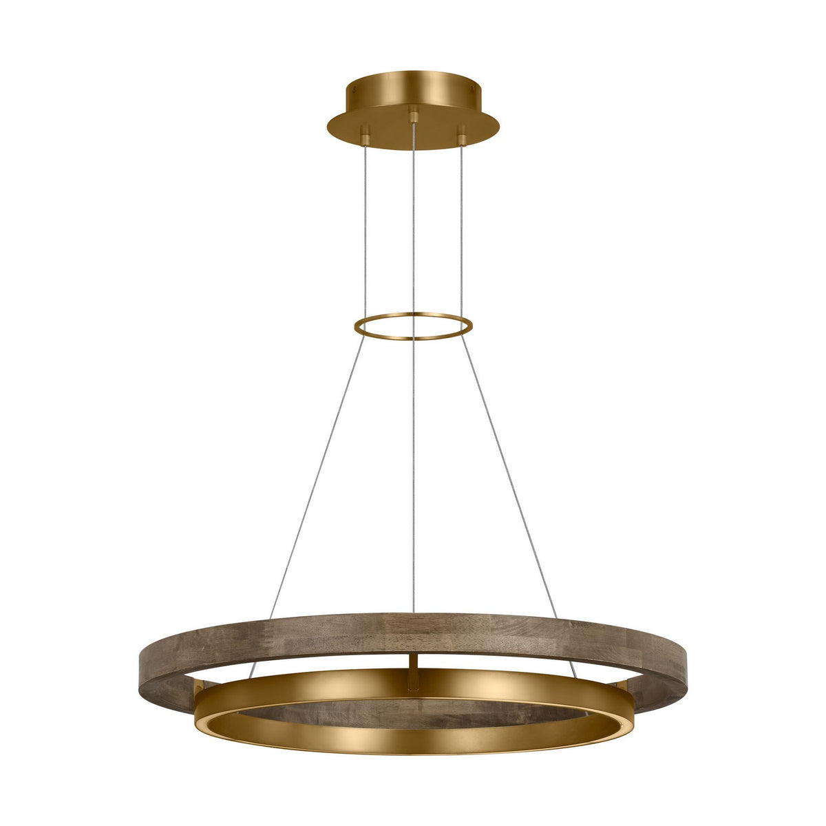Grace LED Chandelier in Natural Brass/ Weathered Oak