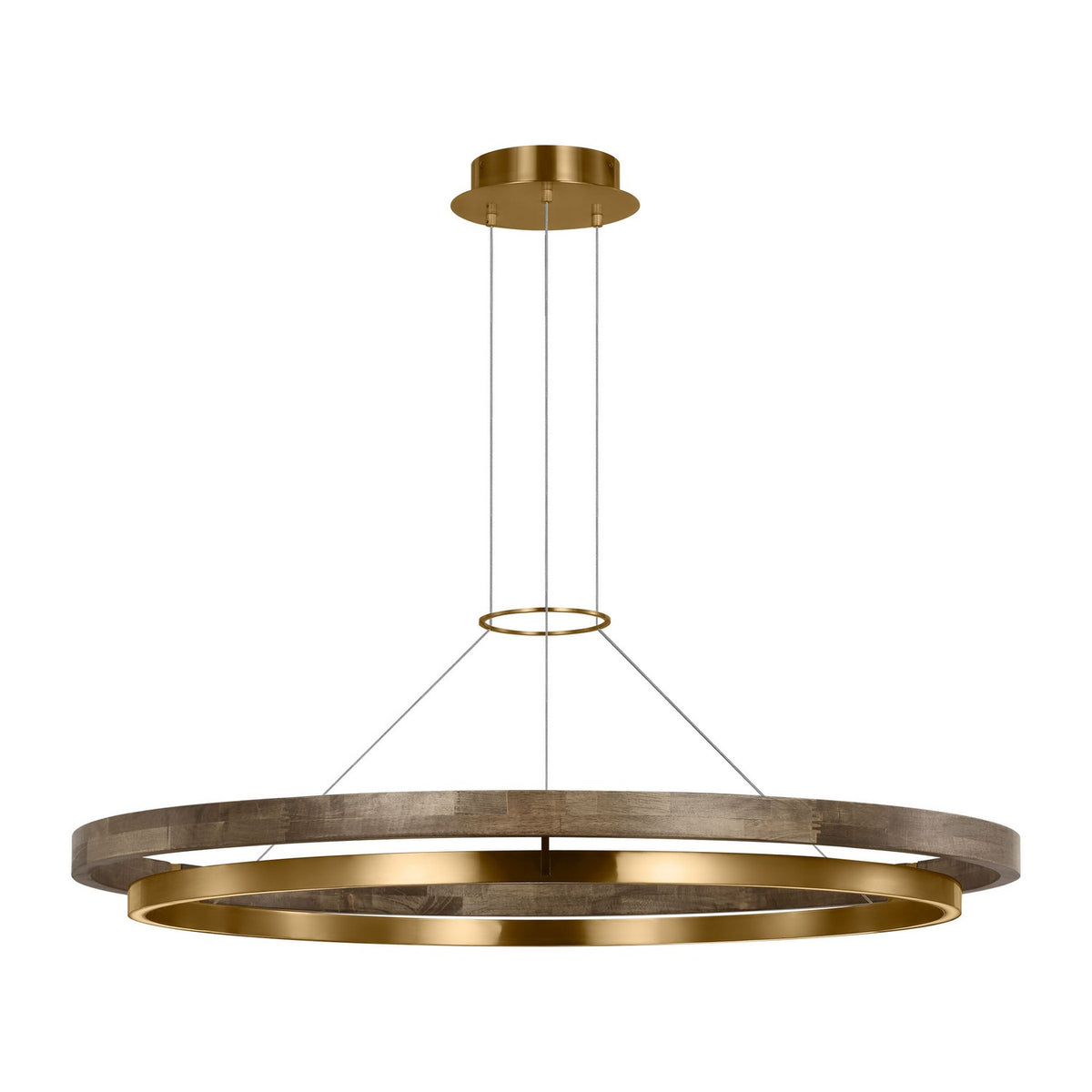 Grace LED Chandelier in Natural Brass/ Weathered Oak
