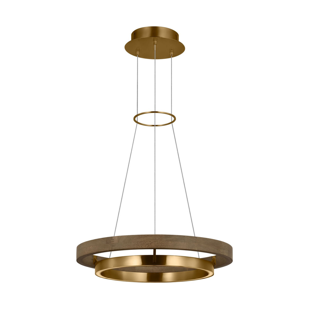 Grace LED Chandelier in Natural Brass/ Weathered Oak