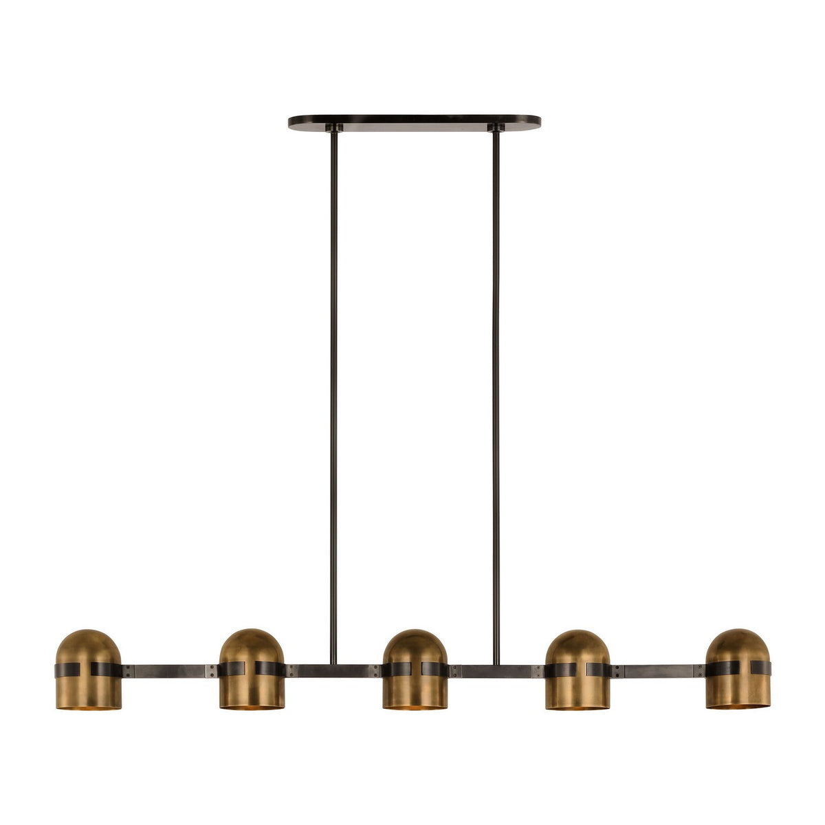 Octavia LED Linear Chandelier in Blackened Bronze/Bright Worn Brass