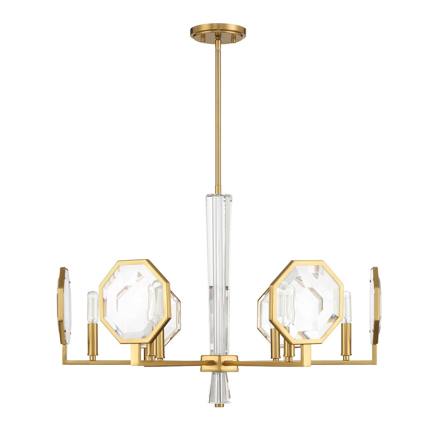 Lustre Leighton à six lumières en laiton chaud