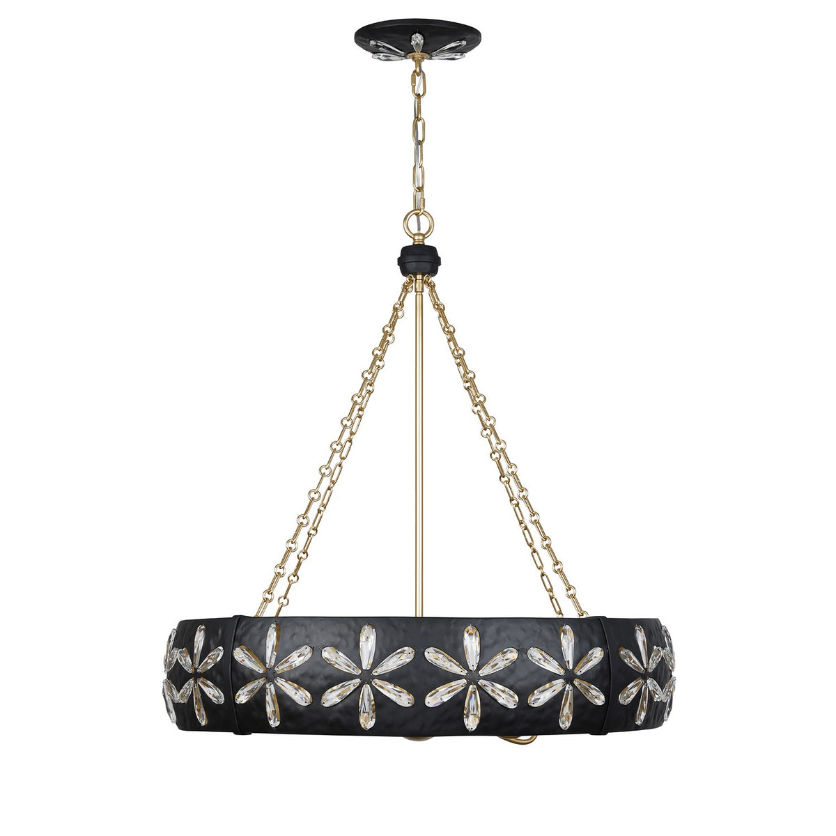 Venice Six Light Chandelier in Metropolis Black and Gold