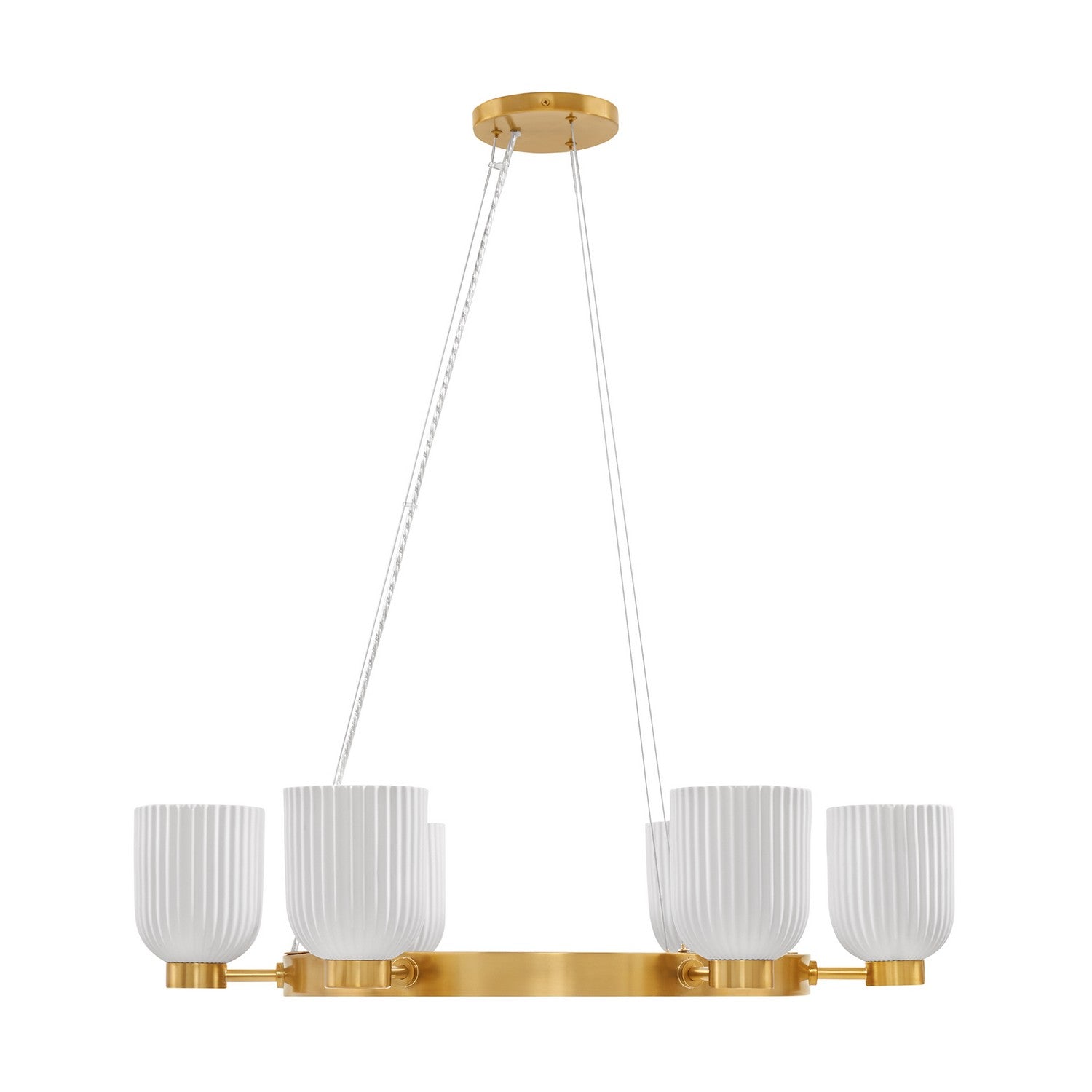 Isla Blanca Six Light Chandelier in Warm Brass
