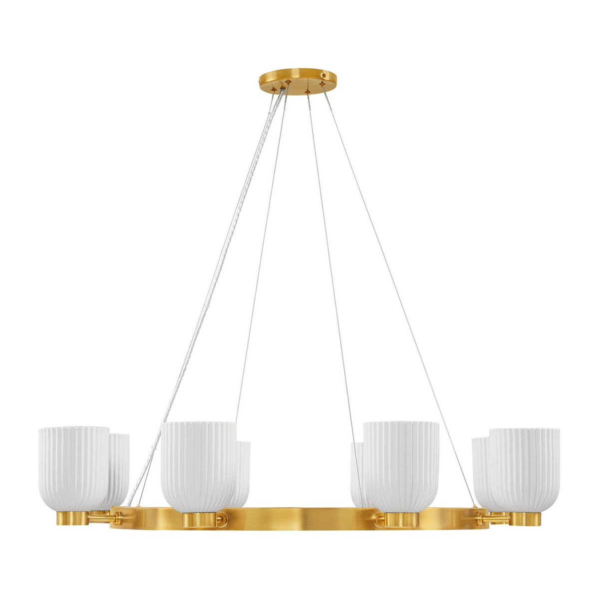 Isla Blanca Eight Light Chandelier in Warm Brass