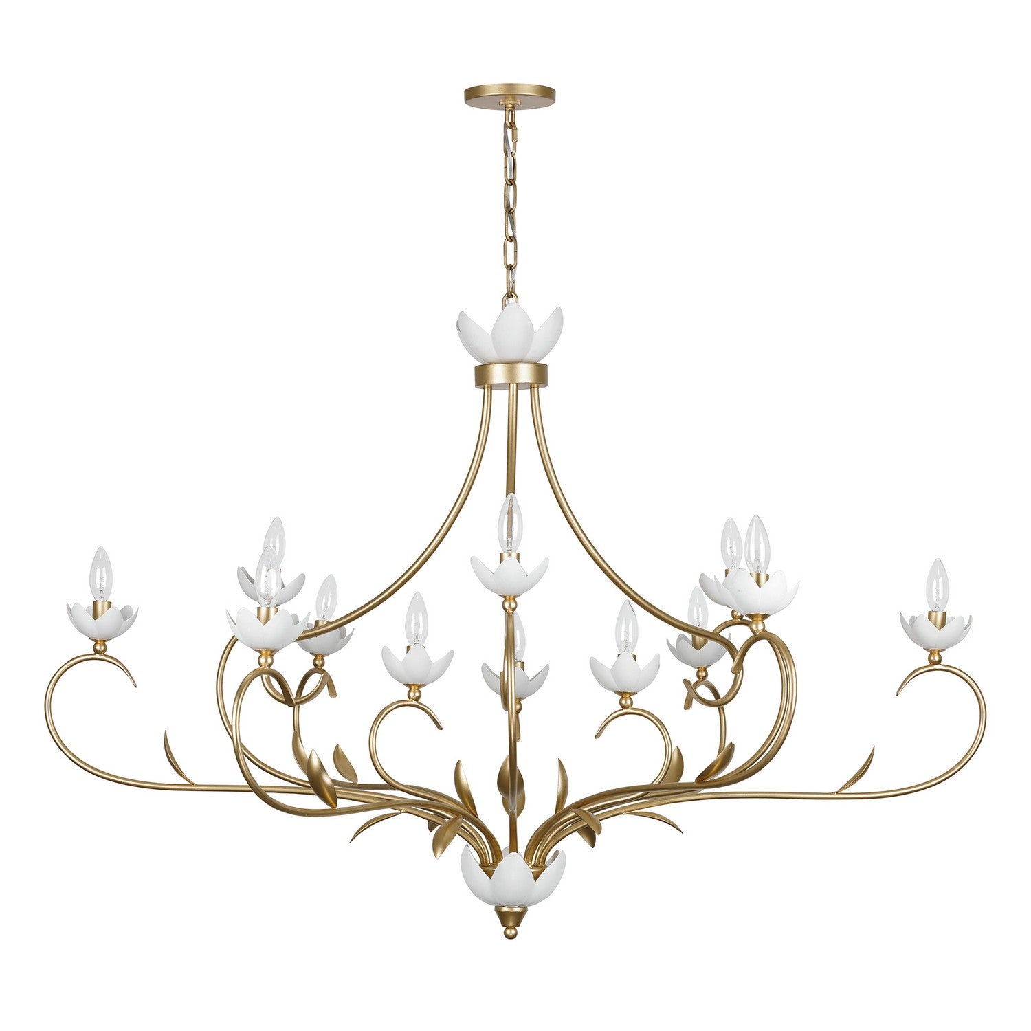 Lustre Muse à 12 lumières en or français et cachemire blanc