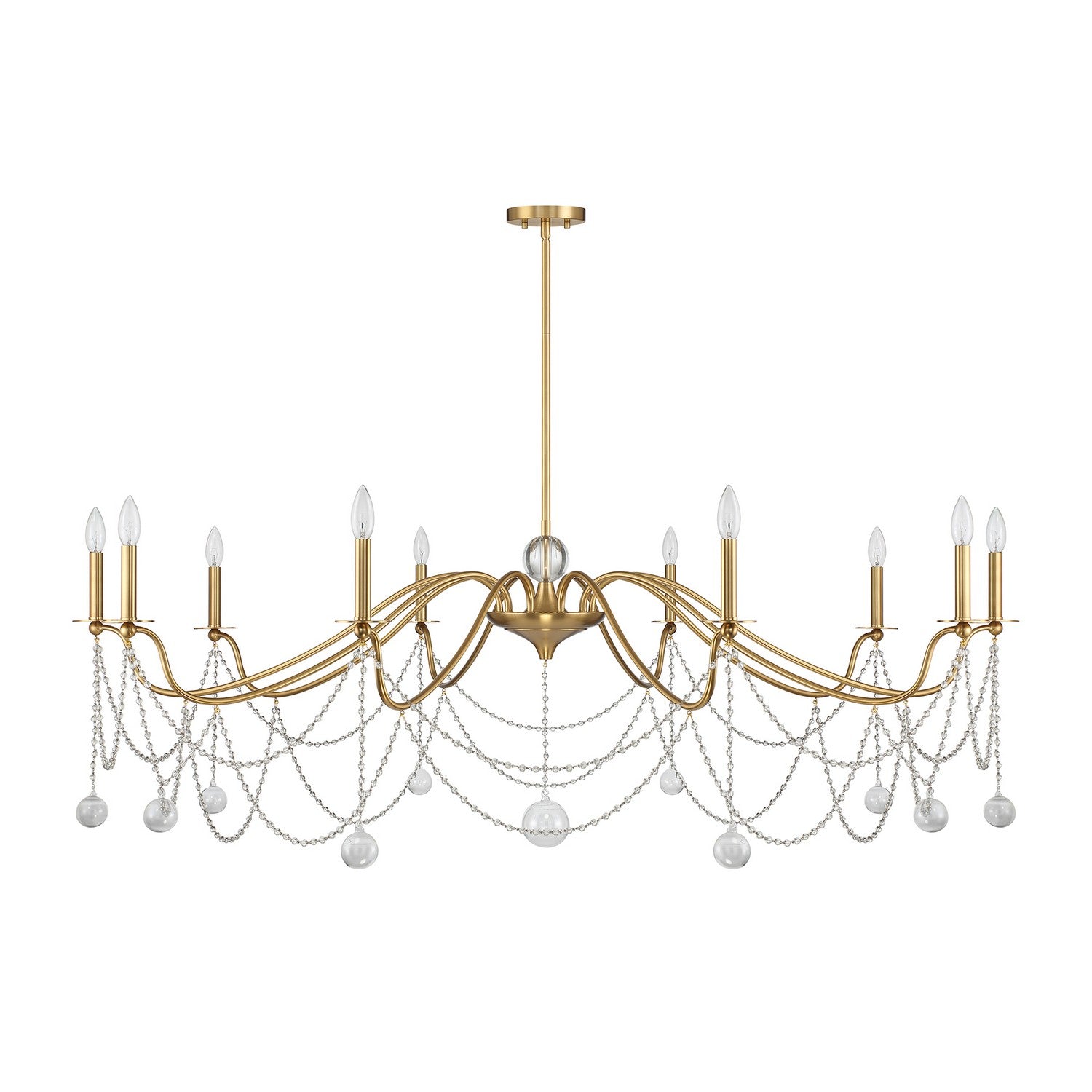 Lustre Mariposa à dix lumières en laiton chaud