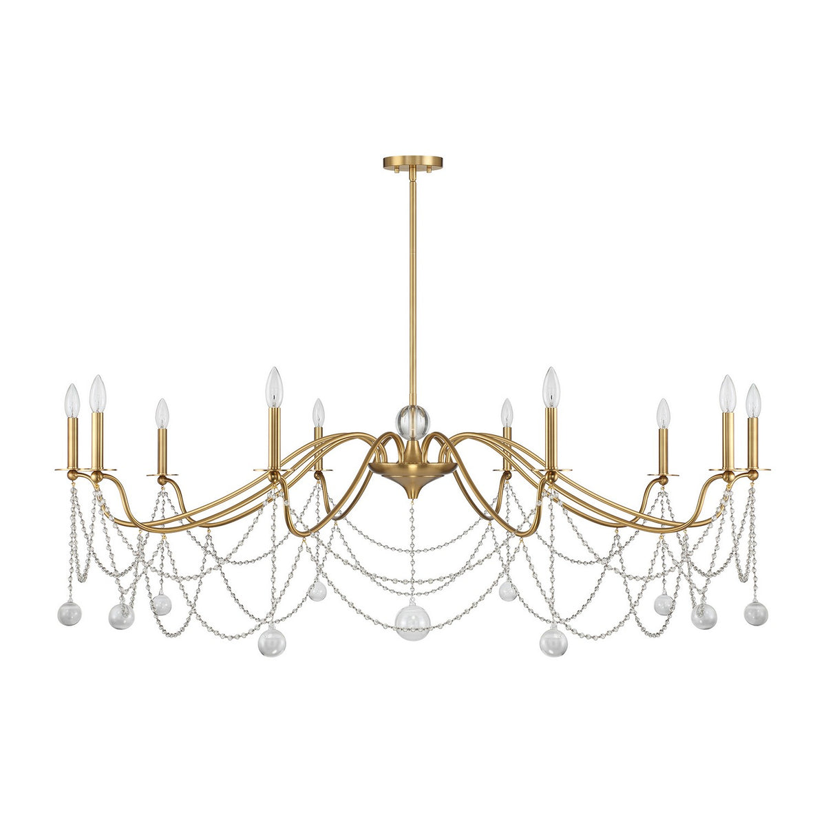 Mariposa Ten Light Chandelier in Warm Brass