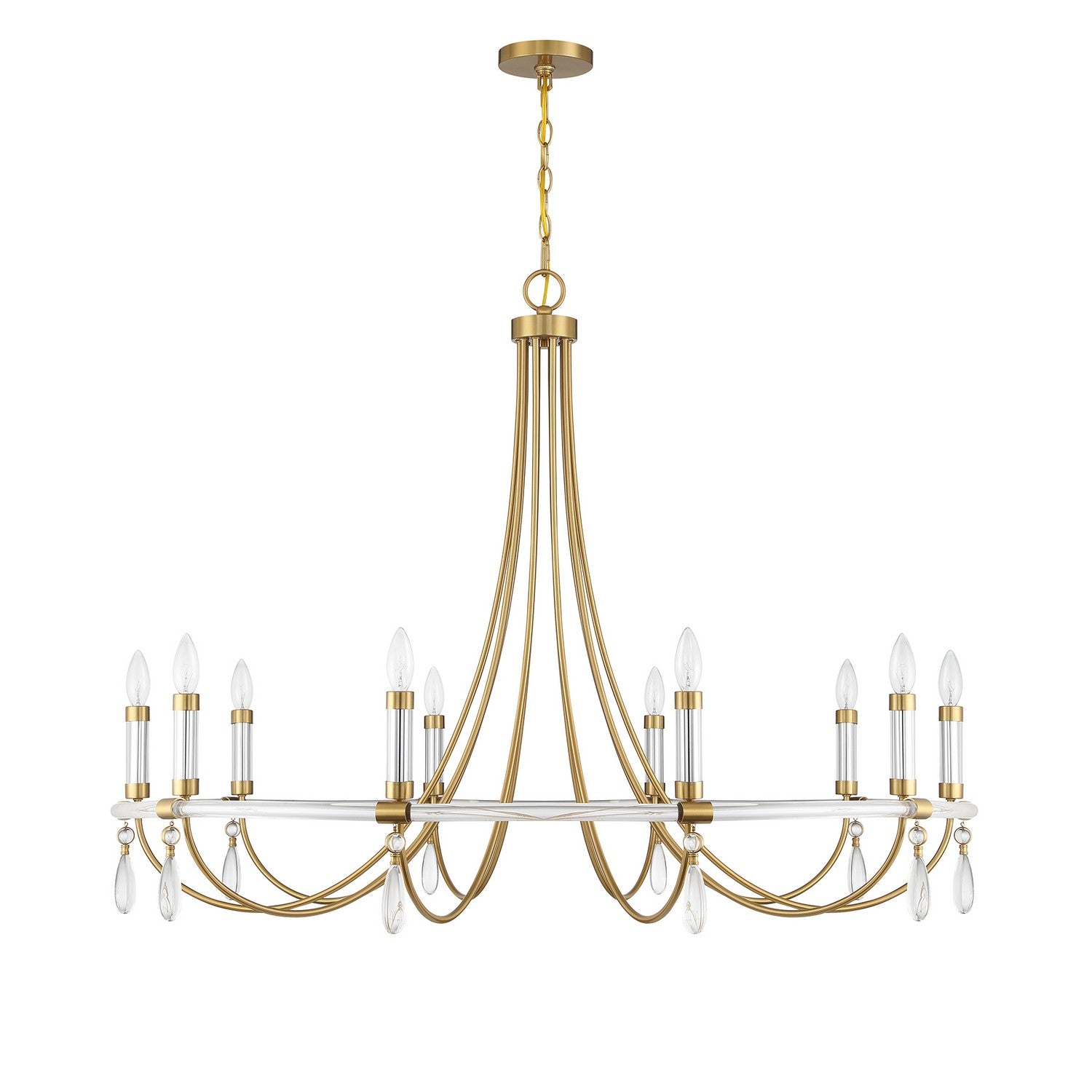 Mayfair Ten Light Chandelier in Warm Brass and Chrome