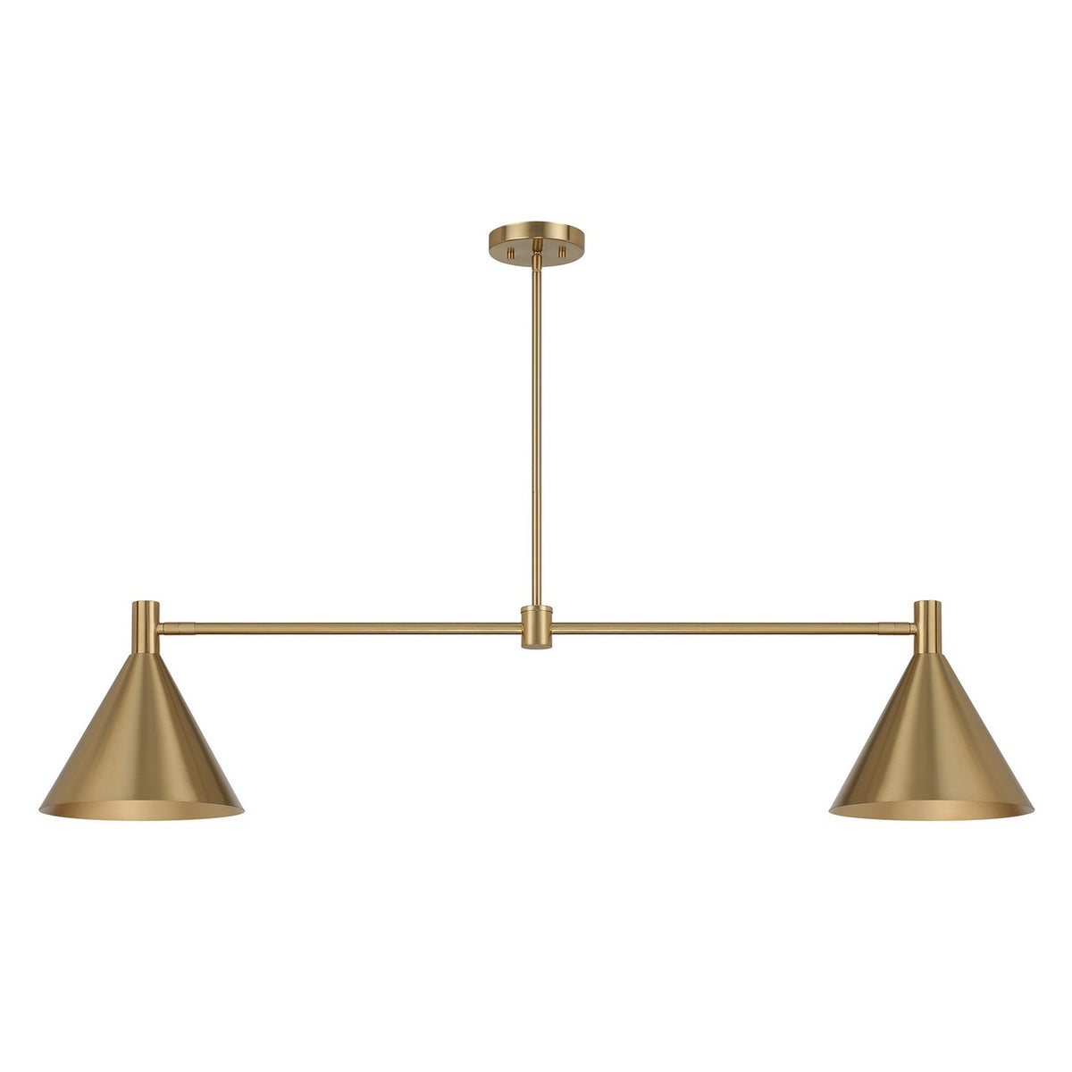 Lustre linéaire à deux lumières Pharos en laiton noble