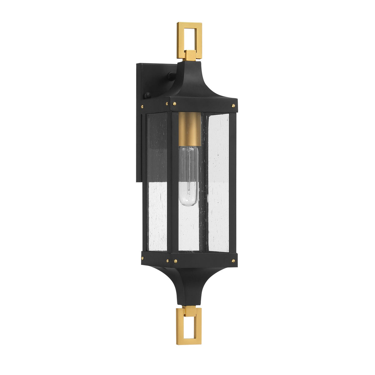 Glendale One Light Outdoor Wall Lantern in Matte Black/Weathered Brushed Brass