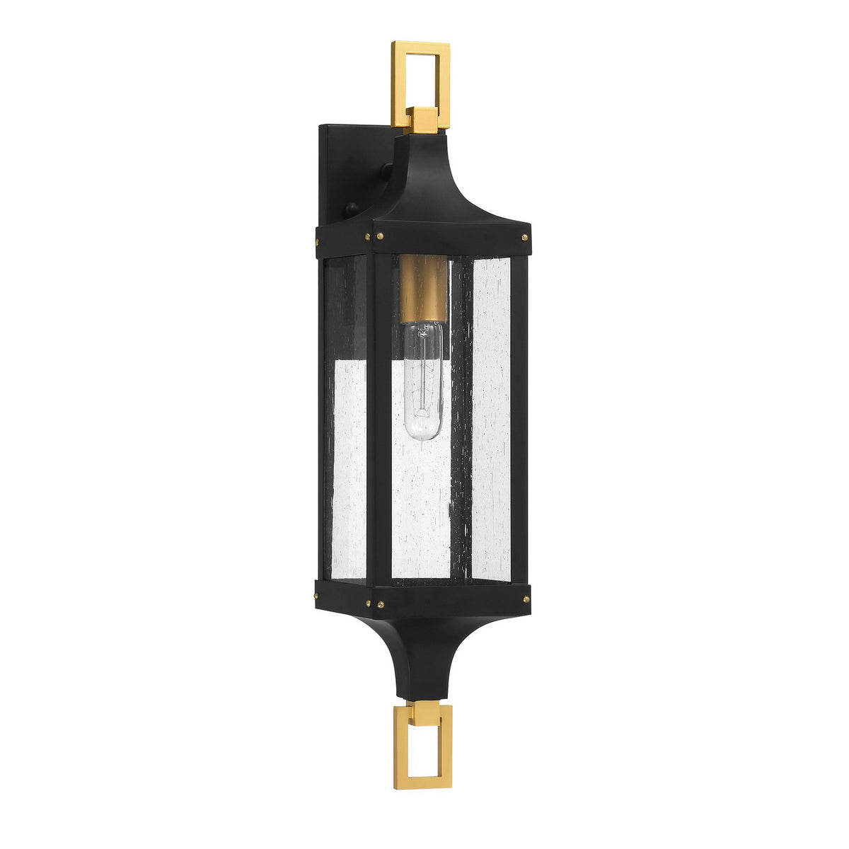 Glendale One Light Outdoor Wall Lantern in Matte Black/Weathered Brushed Brass