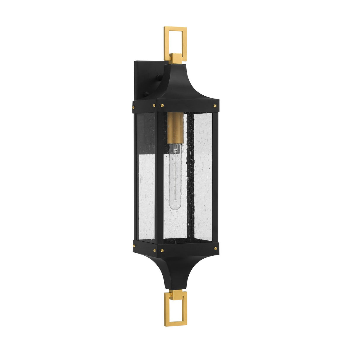 Glendale One Light Outdoor Wall Lantern in Matte Black/Weathered Brushed Brass