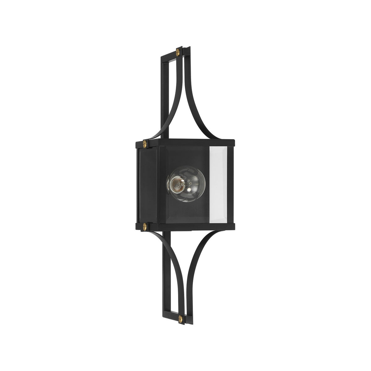 Raeburn One Light Outdoor Wall Lantern in Matte Black/Weathered Brushed Brass