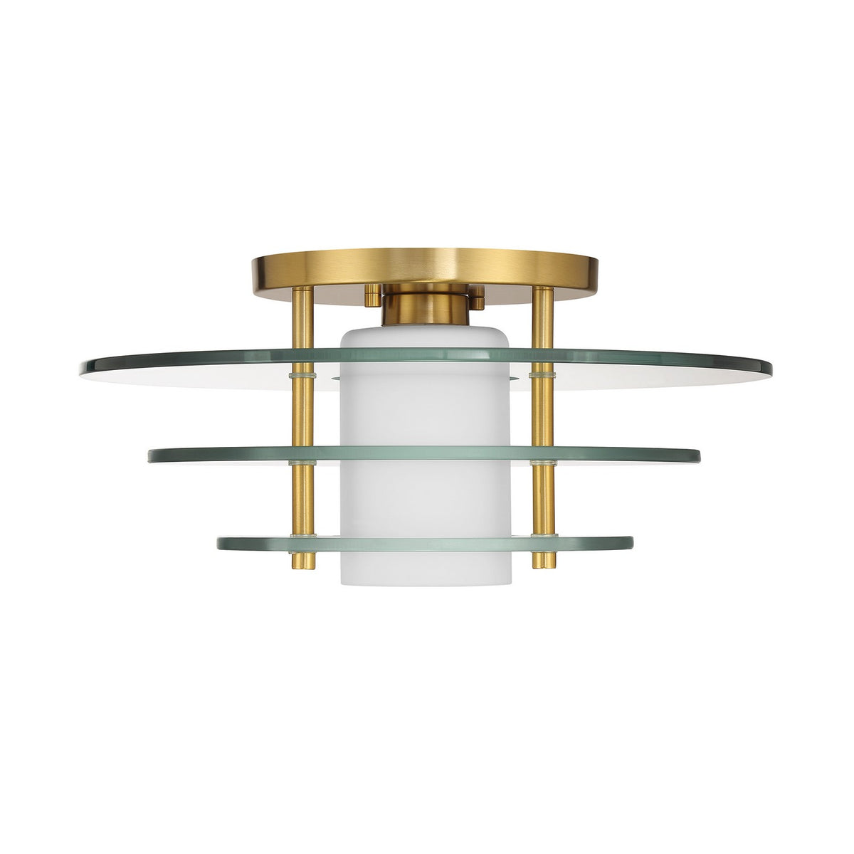 Newell One Light Semi-Flush Mount in Warm Brass