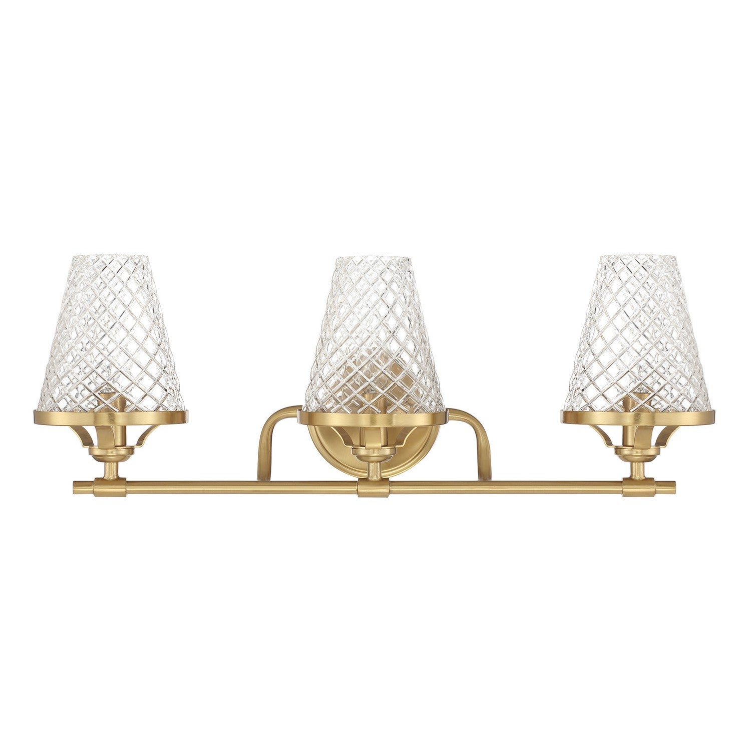 Candler Three Light Bathroom Vanity in Warm Brass