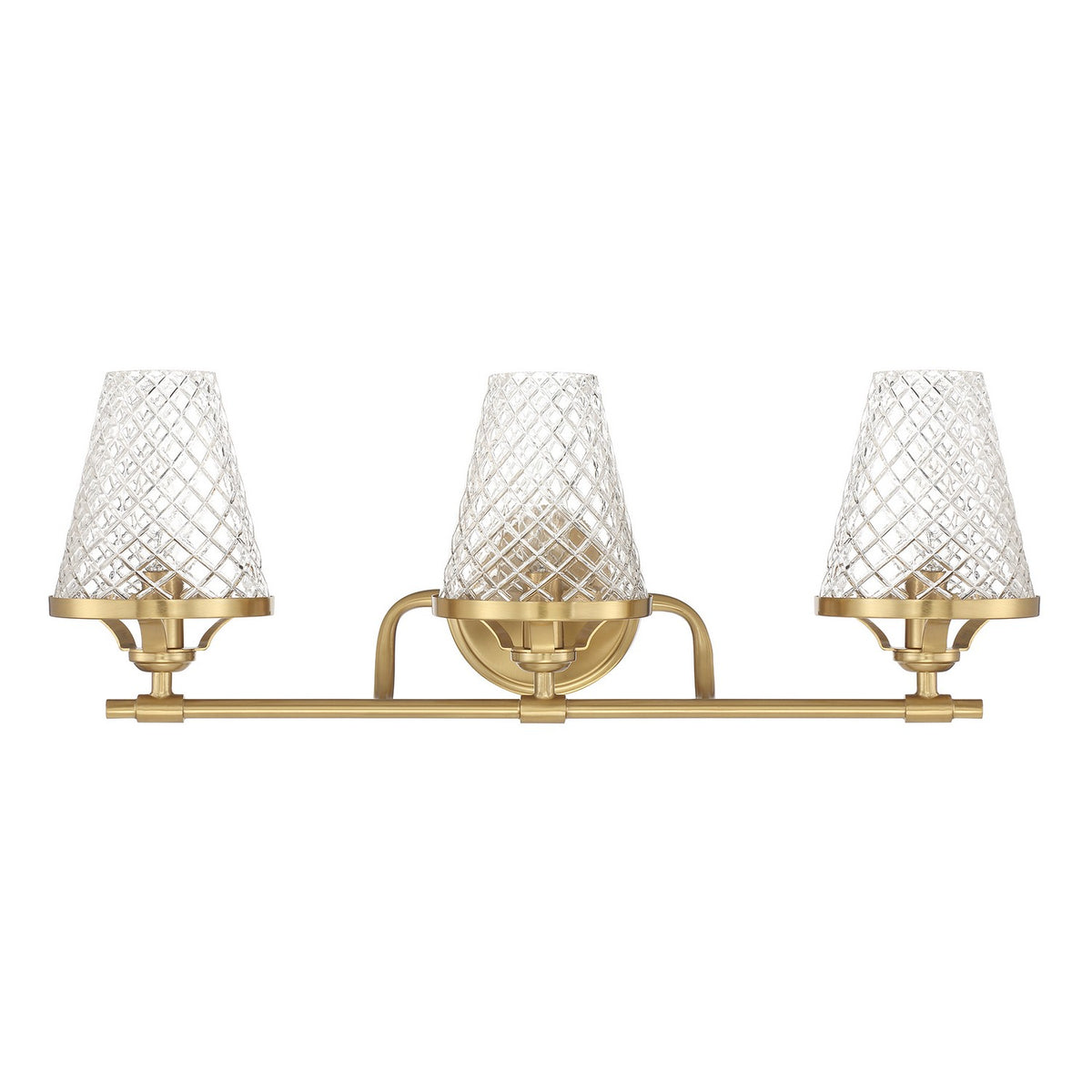 Candler Three Light Bathroom Vanity in Warm Brass