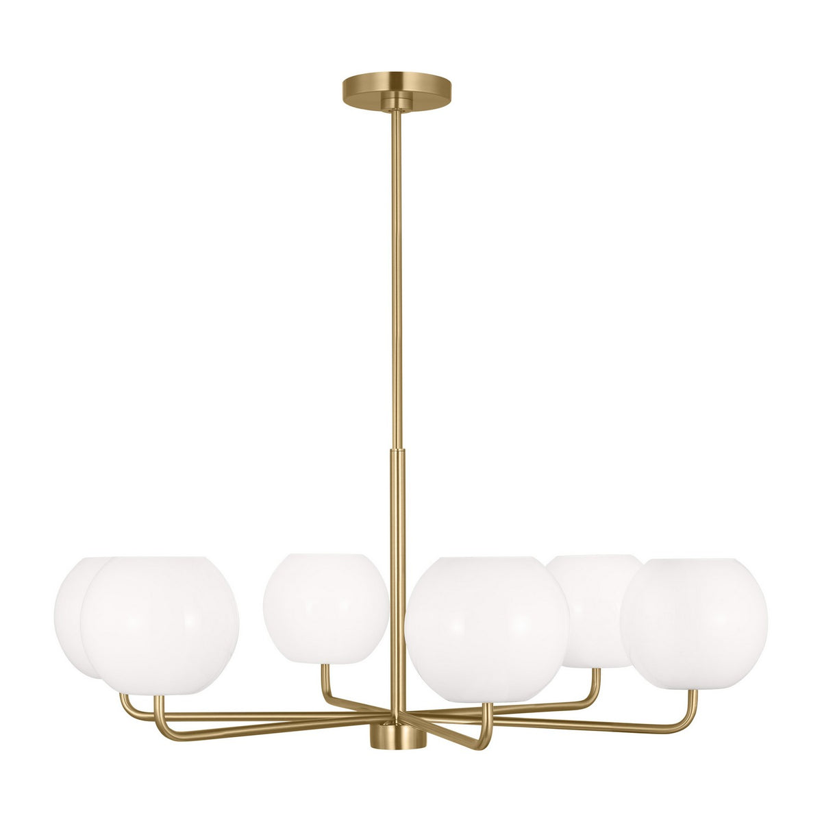 Rory Six Light Chandelier in Satin Brass