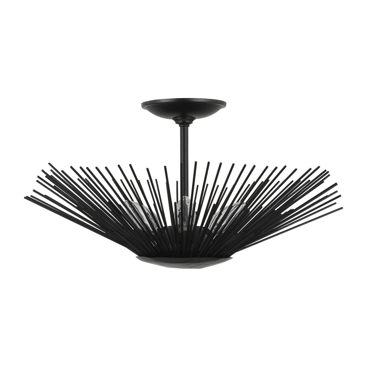 Plafonnier semi-encastré Helios à trois lampes en fer vieilli