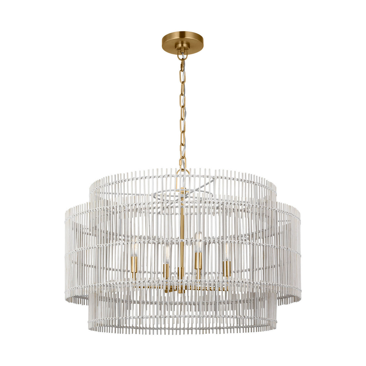 Elio Four Light Pendant in Burnished Brass