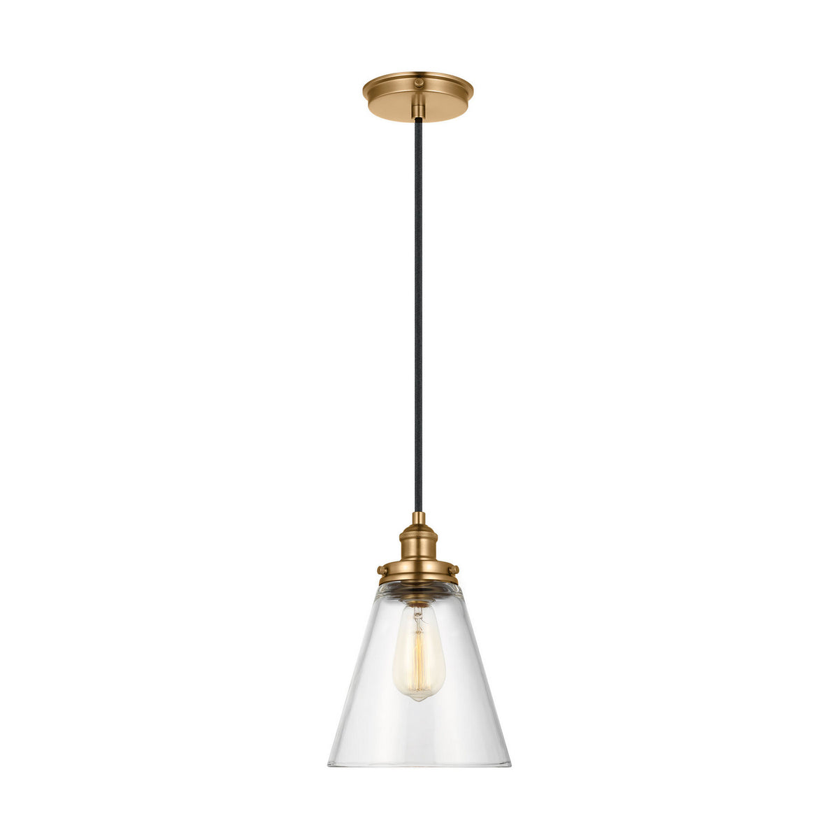 Baskin One Light Pendant in Satin Brass