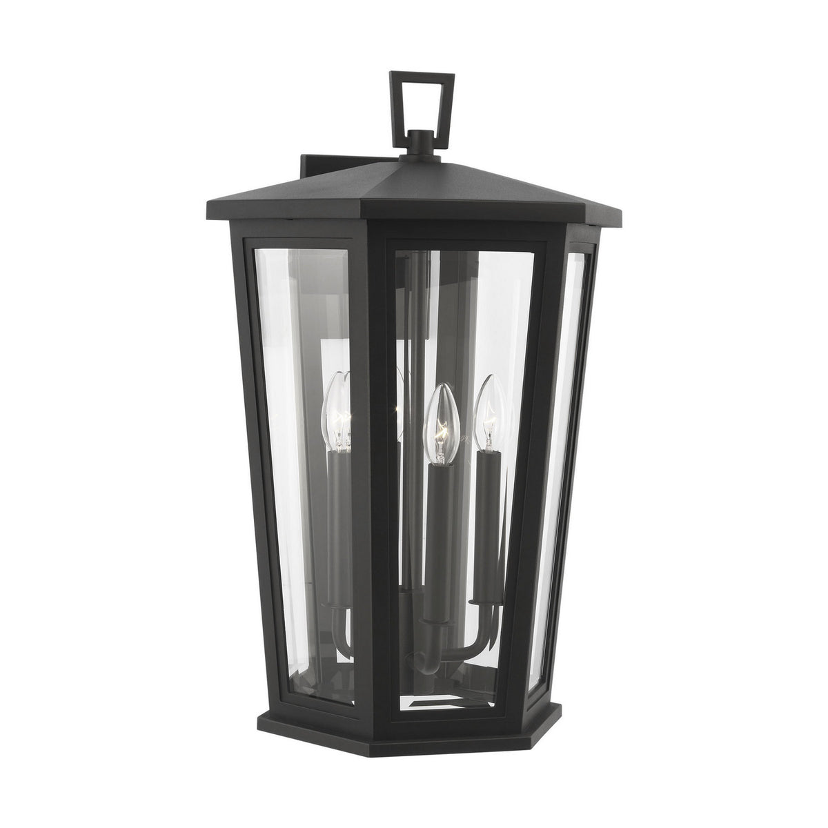 Witley Four Light Wall Lantern in Textured Black