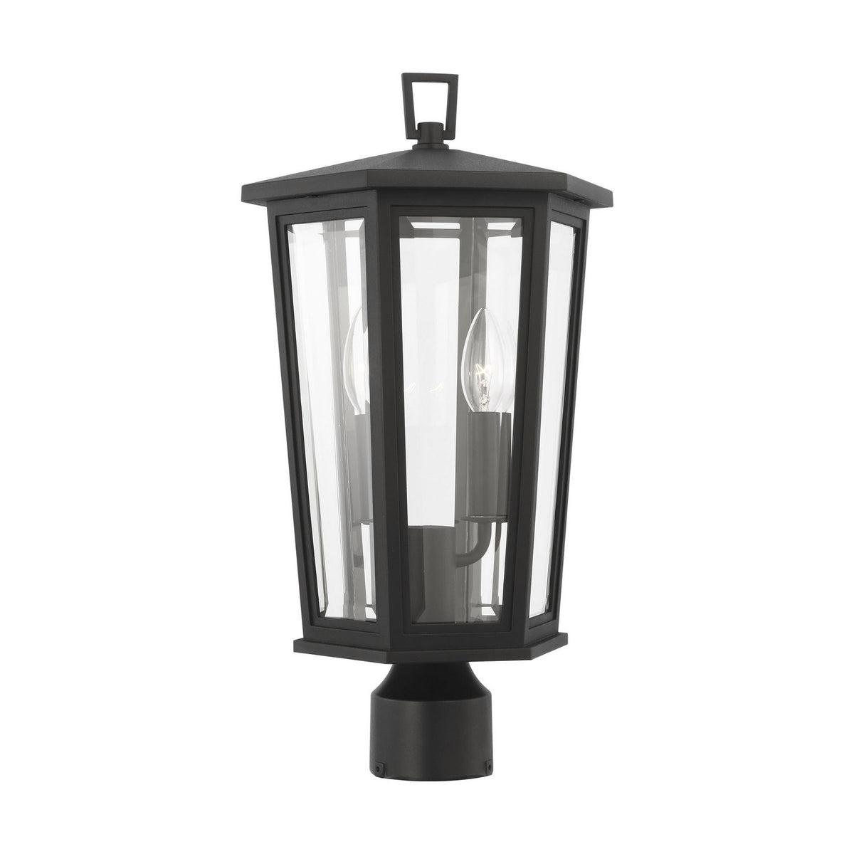 Witley Two Light Post Lantern in Textured Black