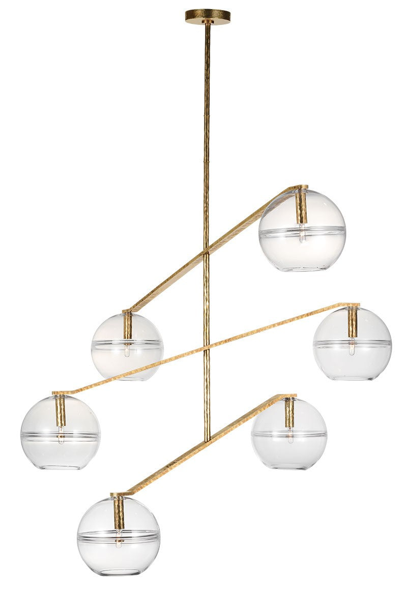 Lowing Six Light Chandelier in Polished Antique Brass
