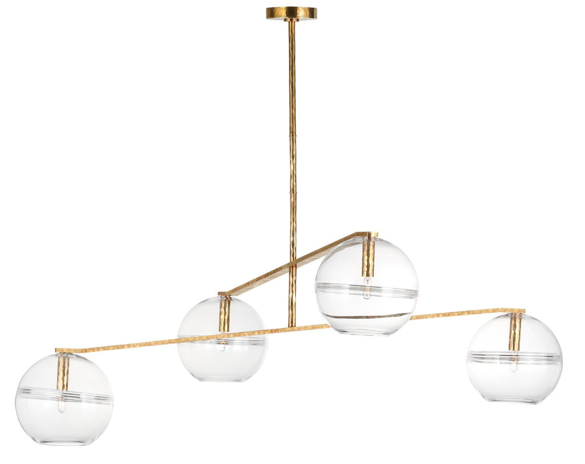 Lowing Four Light Chandelier in Polished Antique Brass