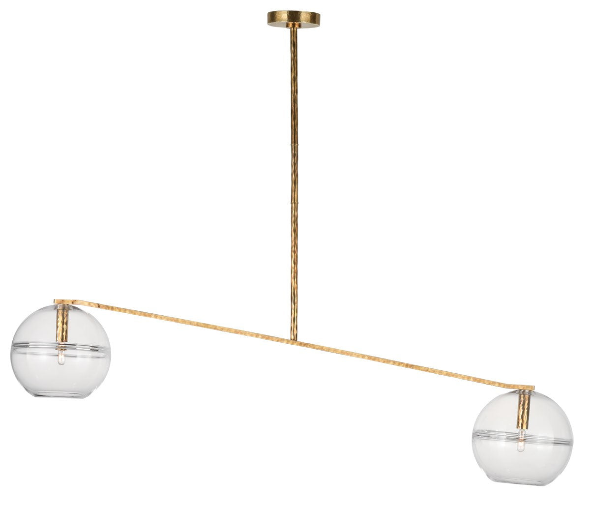 Lowing Two Light Chandelier in Polished Antique Brass