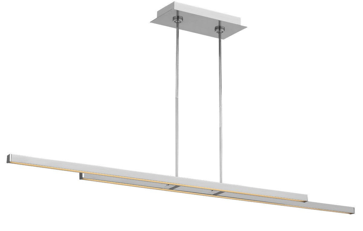 Stagger LED Linear Suspension in Polished Stainless Steel