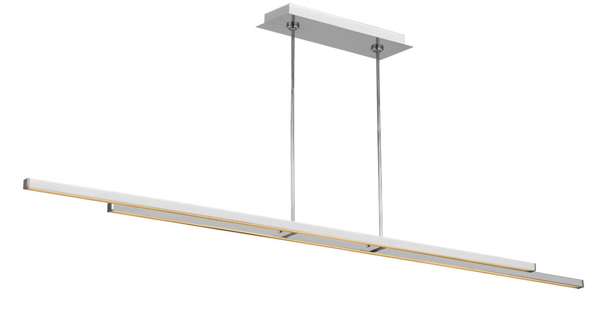 Stagger LED Linear Suspension in Polished Stainless Steel
