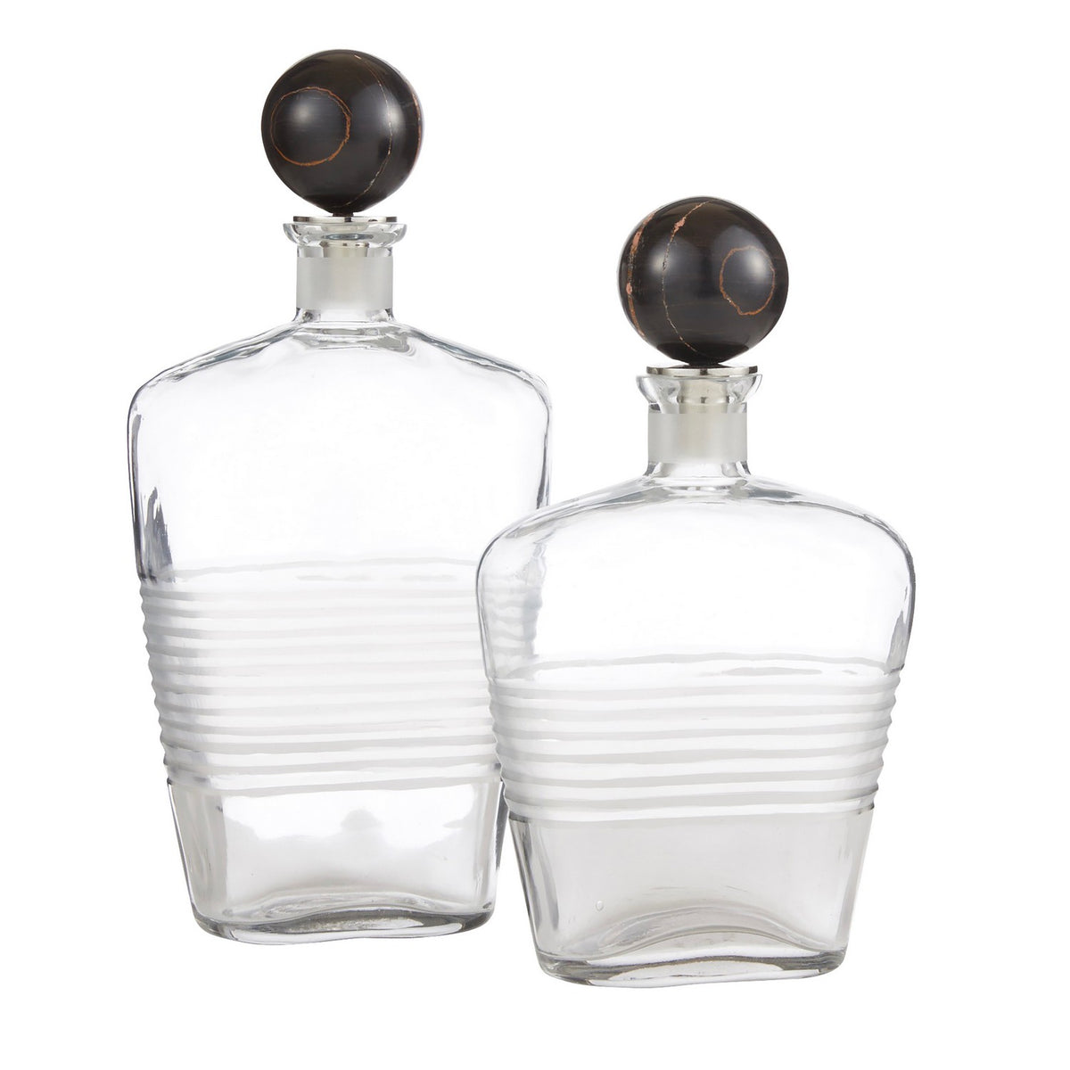 Carafes Eaves, lot de 2 en verre transparent/bengale