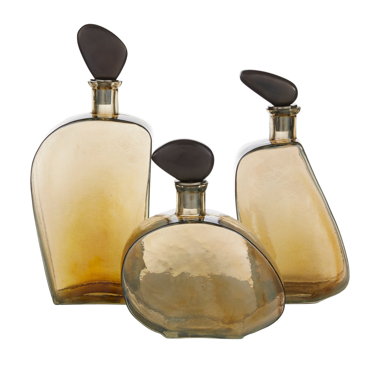 Carafes Calhoun, ensemble de 3 en bronze fumé