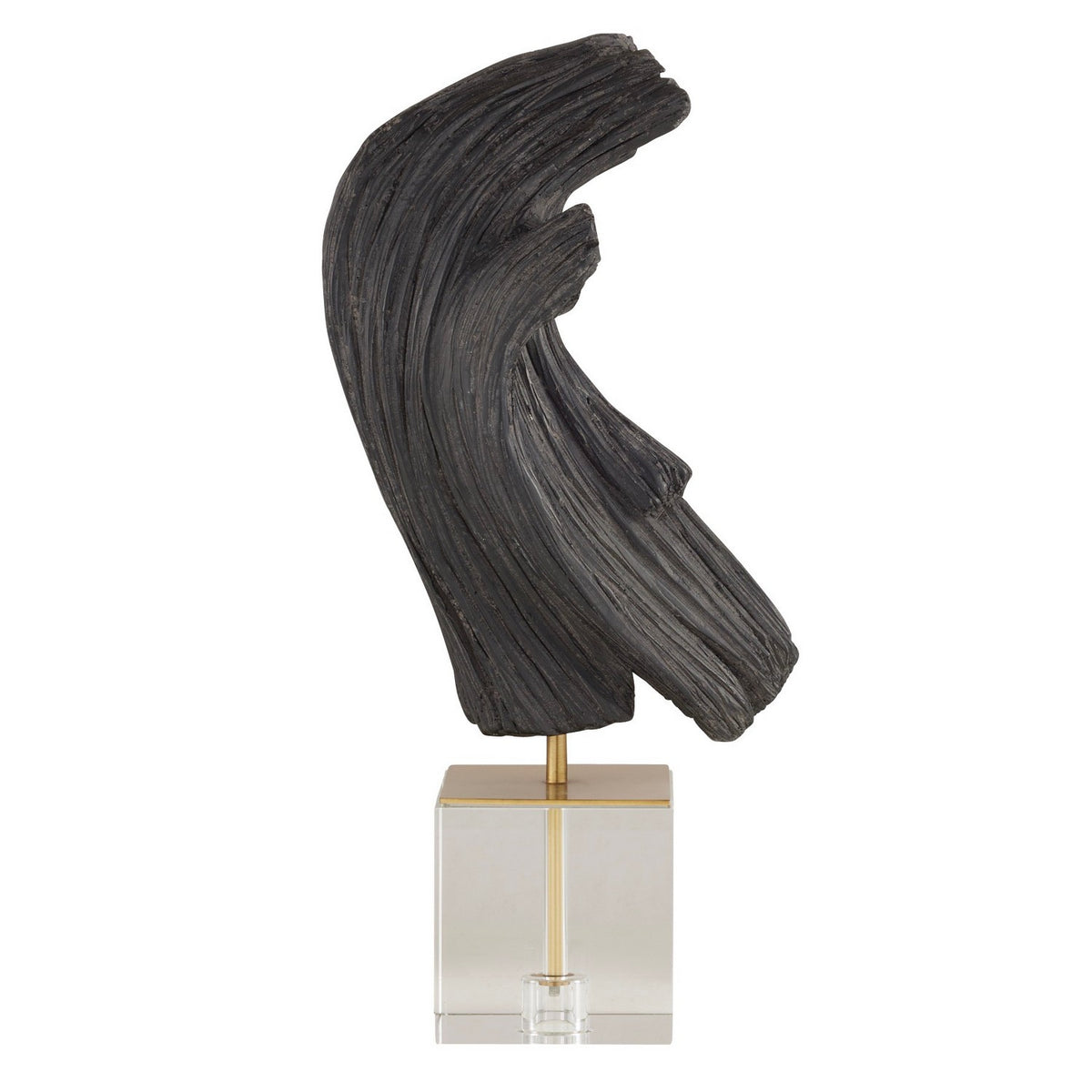 Sculpture Edris en ébène/laiton antique/transparent