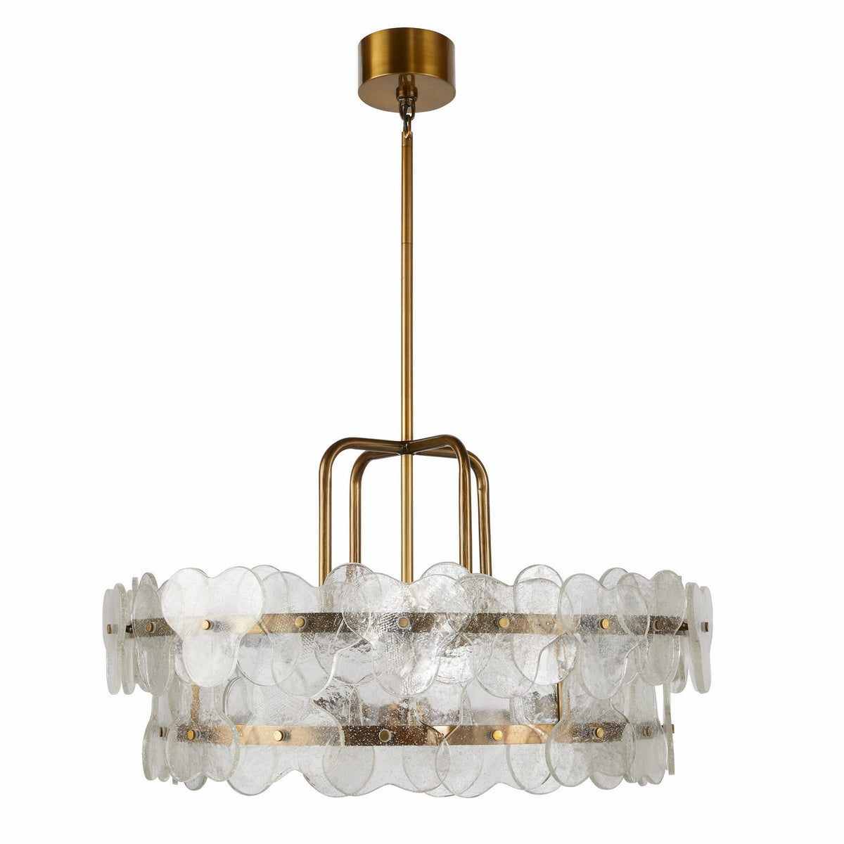 Cascade Four Light Chandelier in Clear/Antique Brass