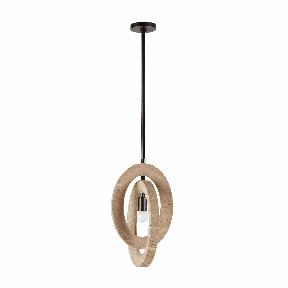Collins One Light Pendant in Faux Travertine/English Bronze