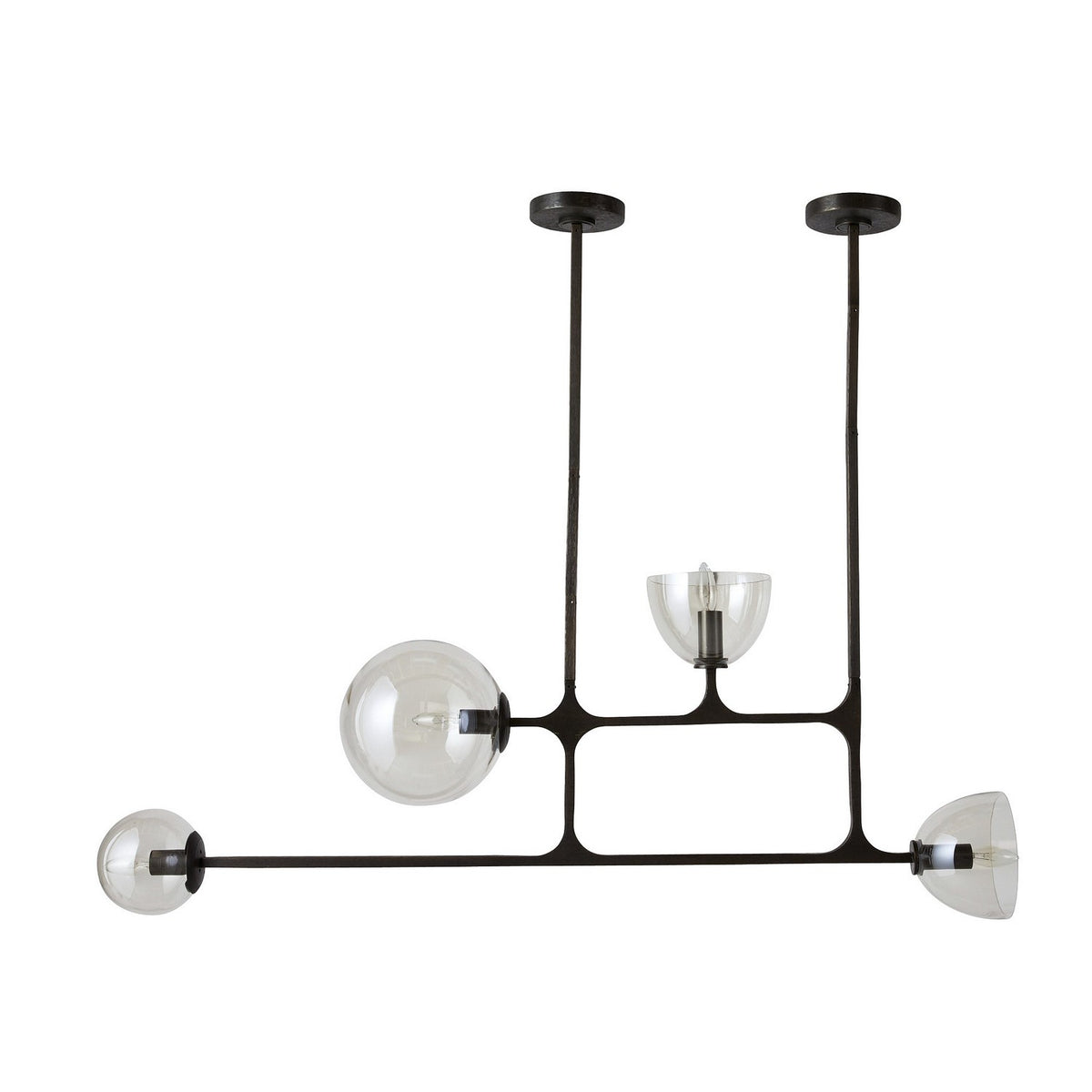 Lustre linéaire à quatre lumières Dillon en bronze anglais/fumé