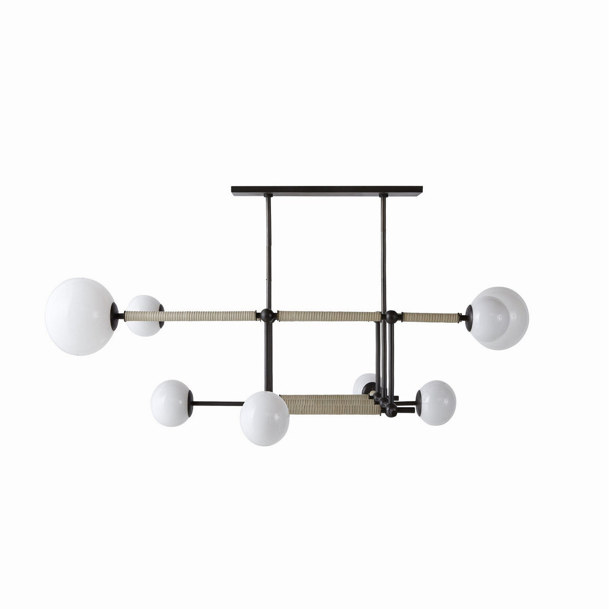 Lustre linéaire Erica à huit lumières en bronze anglais/opale/taupe