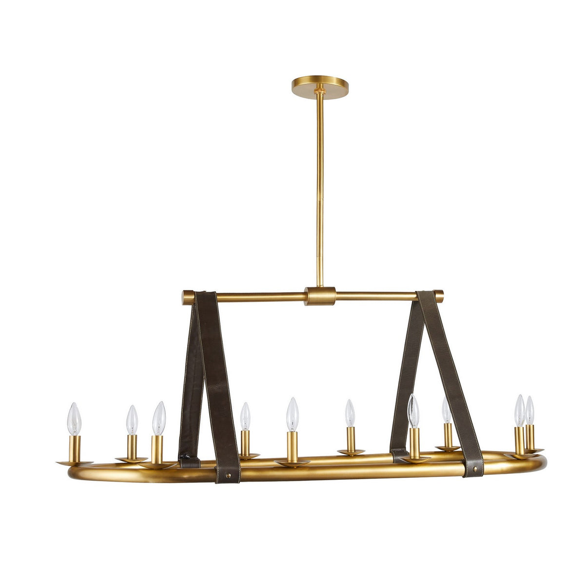 Lustre linéaire Englewood à dix lumières en laiton antique/mousse