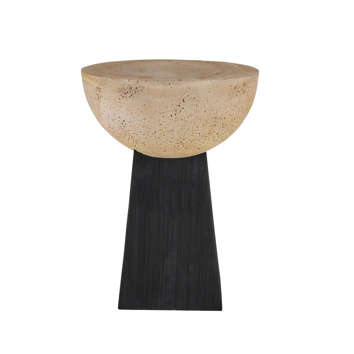Table d'appoint Dorian en travertin Chai/noir