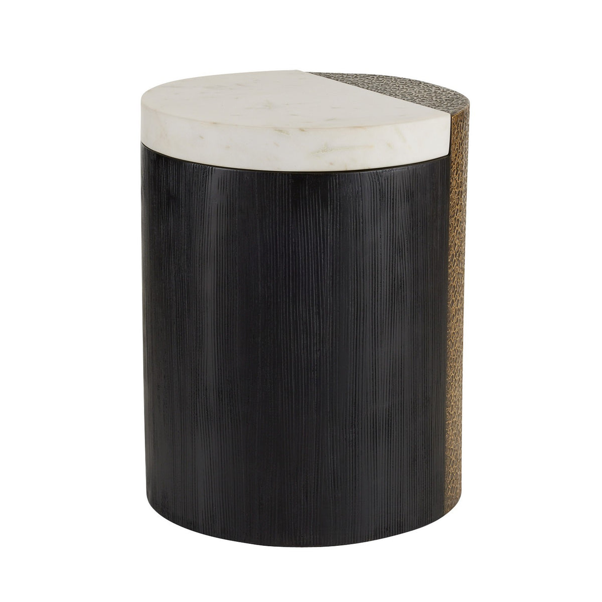 Celestine Accent Table in White/Antique Brass/Ebony
