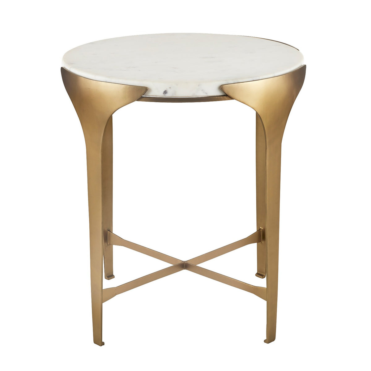 Janine End Table in White/Antique Brass