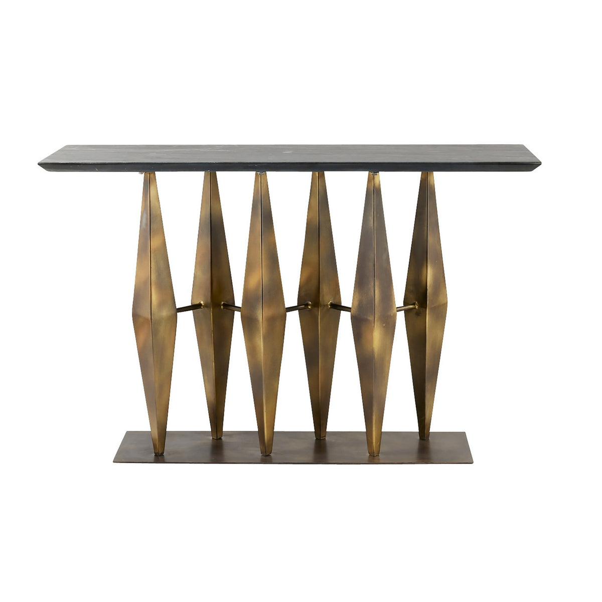 Dagmar Console in Matte Black/Antique Gold