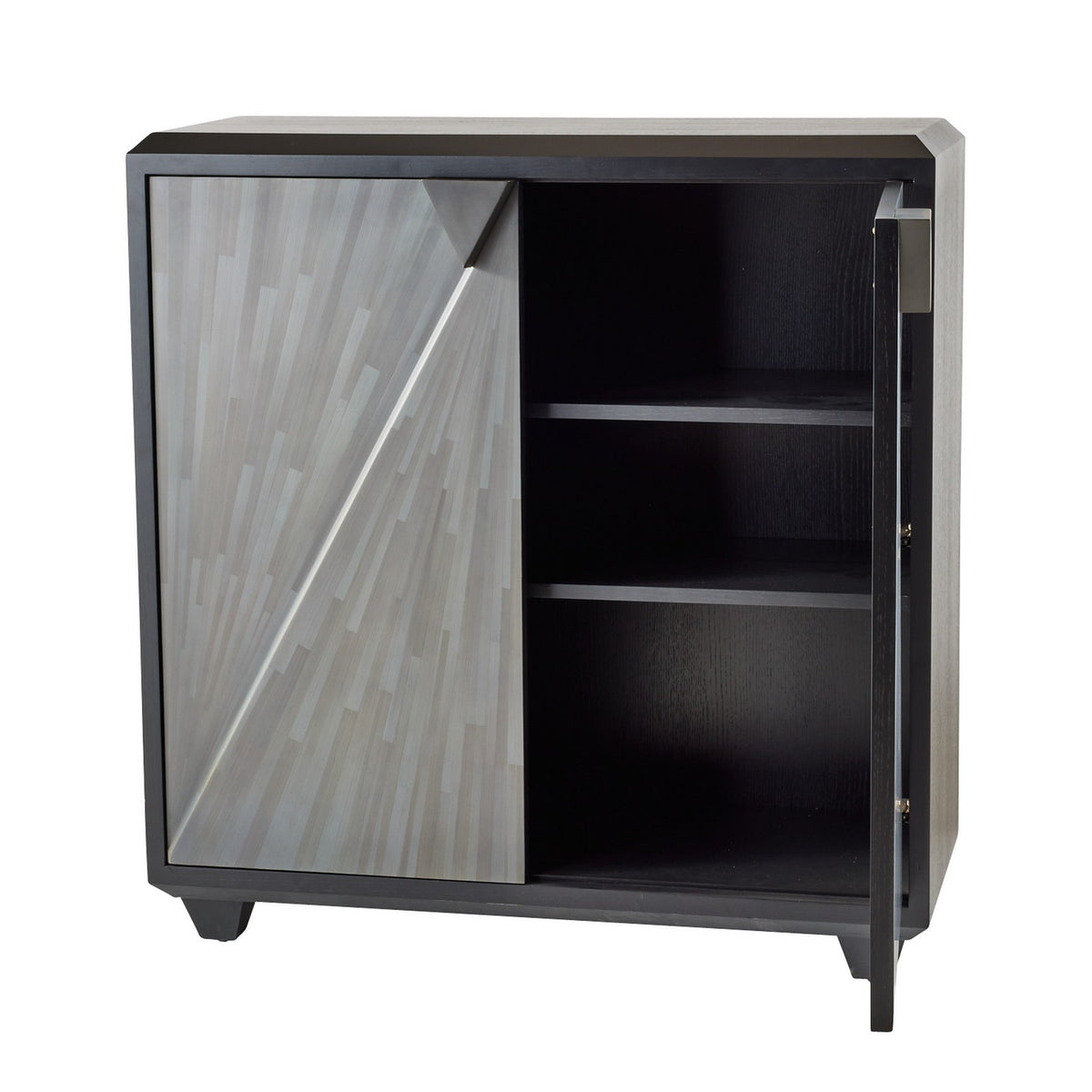Ellington Cabinet in Gray Straw Marquetry/Ebony/Bronze