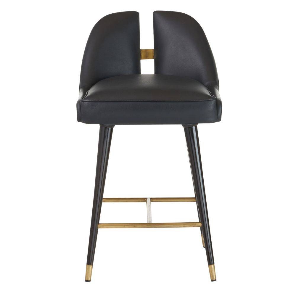 Crowley Counter Stool in Black/Ebony/Antique Brass